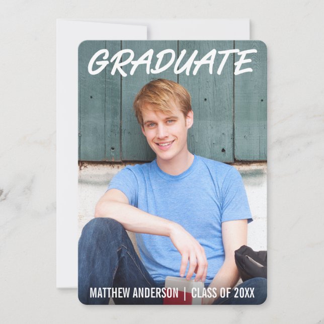 Modern Cool Graduation Announcement Photo WTR (Front)
