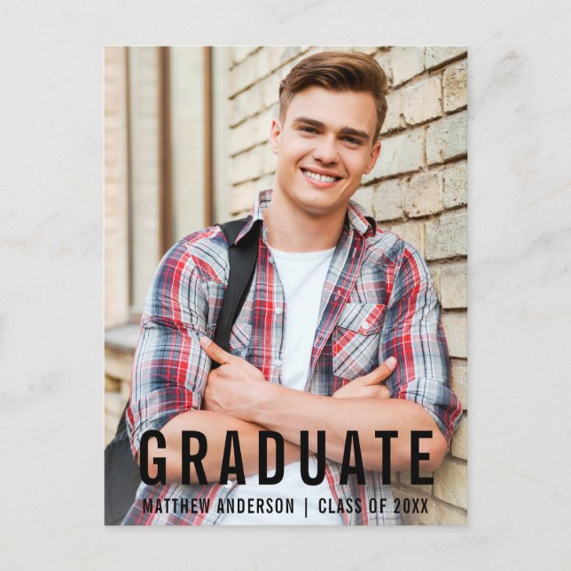 Modern Cool Graduation Party Photo Invitation Postcard (Front)