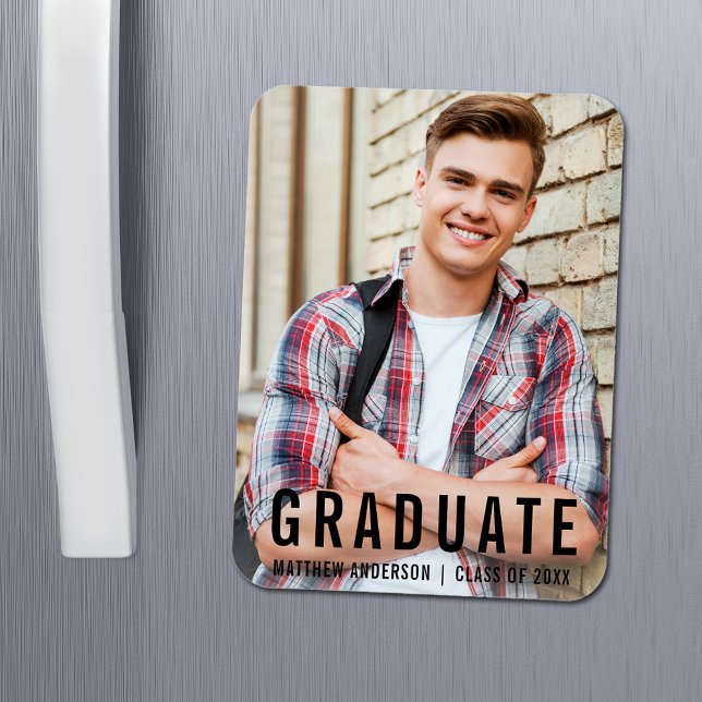 Modern Cool Graduation Photo Announcement Magnet (Customize to change text size or text style.)