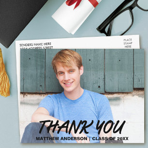 Modern Cool Graduation Thank You Photo Announcement Postcard