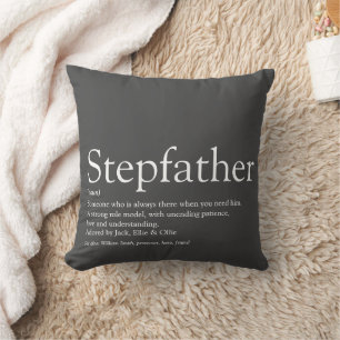 Modern Cool Grey Fun Stepfather Stepdad Quote Cushion