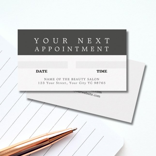 Modern Cool Grey White Beauty Appointment Card (Creator Uploaded)