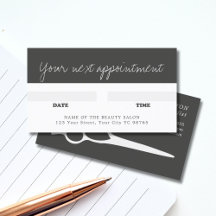 Modern Cool Grey White Hairstylist AppointmentCard