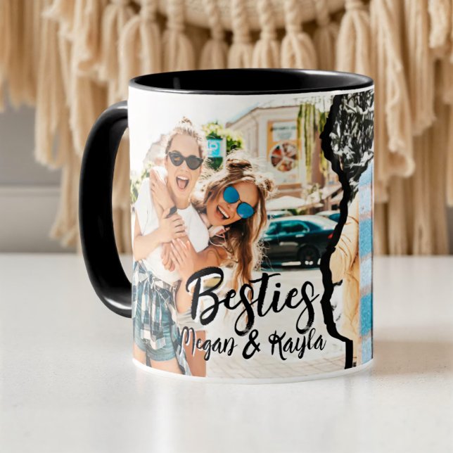 Modern Cool Grunge Besties Best Friends BFF Photo Mug (Creator Uploaded)