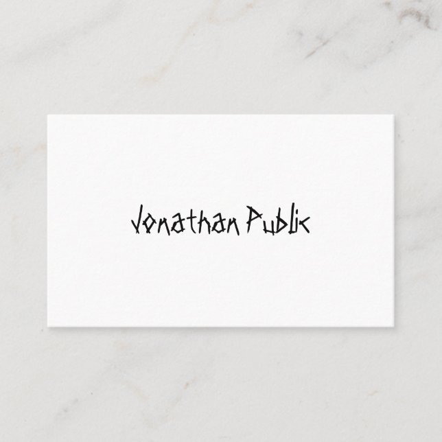 Modern Cool Handwritten Script Simple Template Business Card (Front)