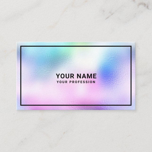 Modern Cool Holographic Glass Colourful Pastel Business Card (Front)