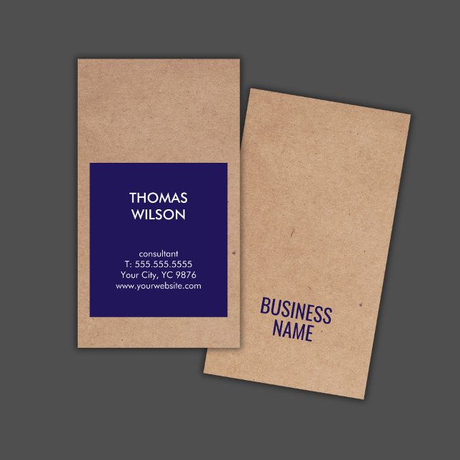 Modern Cool Kraft Paper Blue Consultant Business Card (Creator Uploaded)