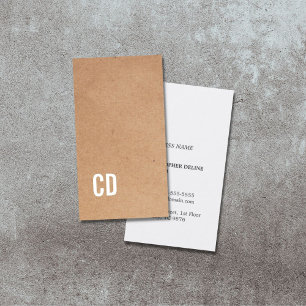 Modern Cool Kraft Paper Brown Monogram Consultant Business Card