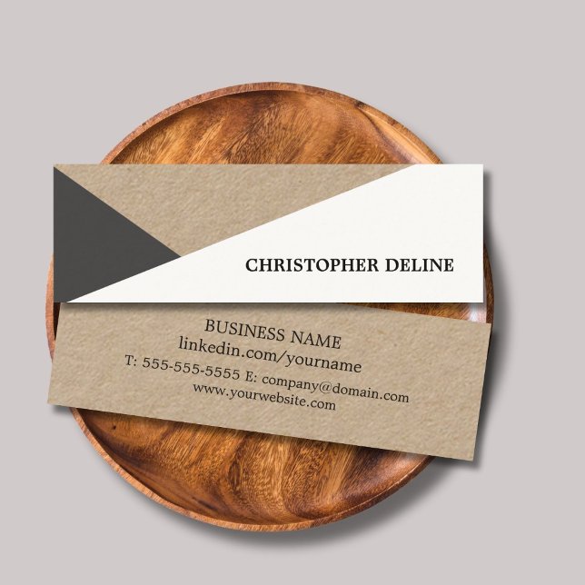 Modern Cool Kraft Paper Grey White Geometric Mini Business Card (Creator Uploaded)