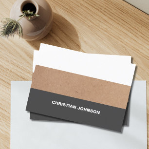 Modern Cool Kraft Paper Grey White Stripes Business Card