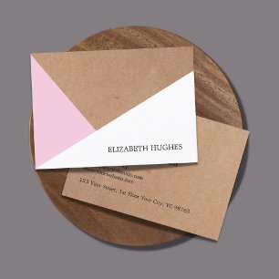 Modern Cool Kraft Paper Light Pink White Geometric Business Card