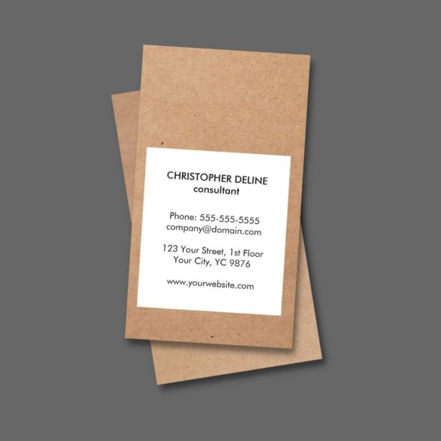 Modern Cool Kraft Paper White Consultant Business Card (Creator Uploaded)