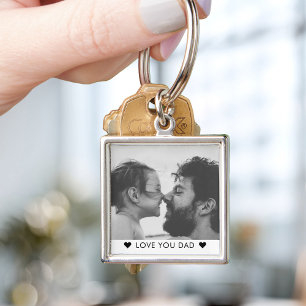 Modern Cool LOVE YOU DAD Father's Day Photo Key Ring