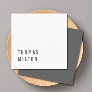 Modern Cool Minimal Grey White Consultant Square Business Card