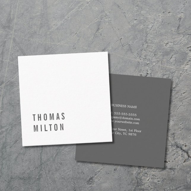 Modern Cool Minimal Grey White Consultant Square Business Card (Creator Uploaded)