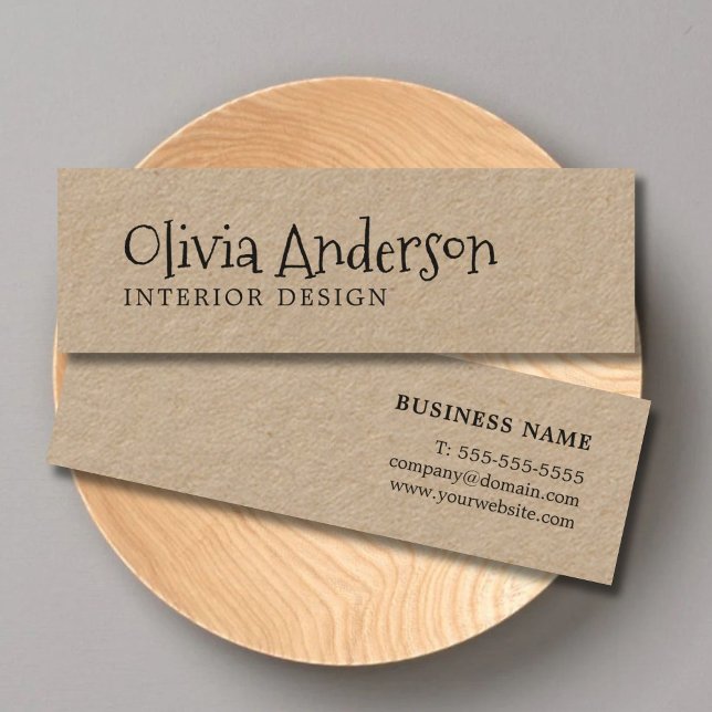 Modern Cool Minimal Kraft Interior Design Mini Business Card (Creator Uploaded)