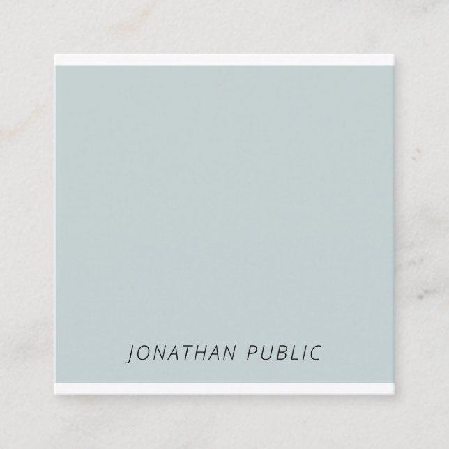 Modern Cool Minimalist Blue Green Simple Template Square Business Card (Front)
