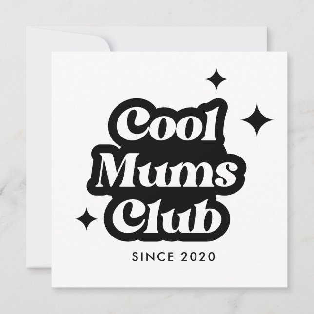Modern Cool moms club Retro Vintage Groovy Invitation (Front)