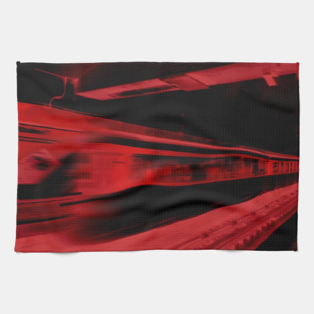 Modern, cool motion concept in red and black tea towel (Horizontal)