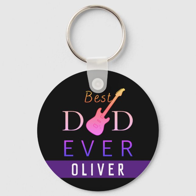 Modern Cool Music Best Dad Ever Fathers Day Key Ring (Front)