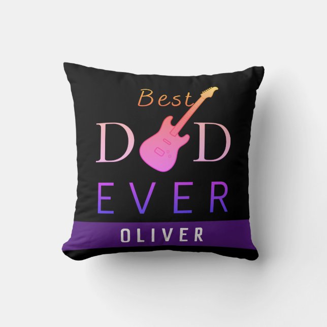 Modern Cool Music Guitar Best Dad Ever Fathers Day Cushion (Front)