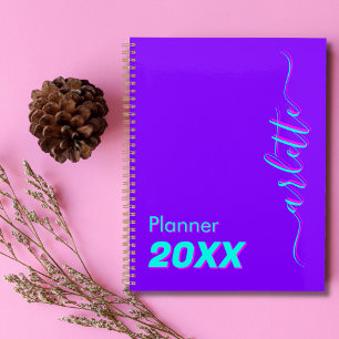 Modern Cool Neon Indigo Weekly and Monthly 2026 Planner