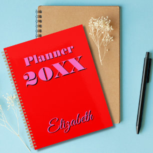 Modern Cool Neon Red Pink Weekly and Monthly 2026 Planner