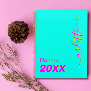 Modern Cool Neon Turquoise Weekly and Monthly 2025 Planner