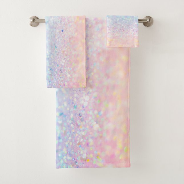 Modern Cool Ombre Glitter Bokeh  Bath Towel Set (Insitu)