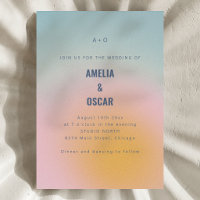 Modern Cool Pastel Blue Pink Gradient Wedding QR
