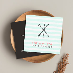 Modern Cool Pastel Bobby Pins Hair Salon Square Business Card