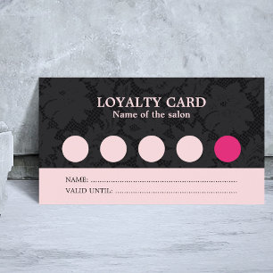 Modern Cool Pink Black Lace Salon Loyalty Card