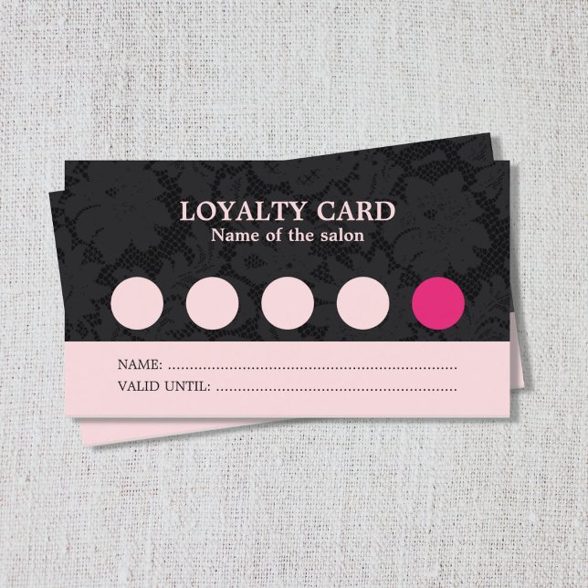 Modern Cool Pink Black Lace Salon Loyalty Card (Creator Uploaded)
