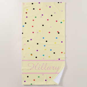 Modern Cool Rainbow Polka Dot Stylish Girly Beach Towel