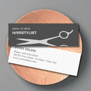 Modern Cool Scissor Silver Hair Stylist Mini Business Card