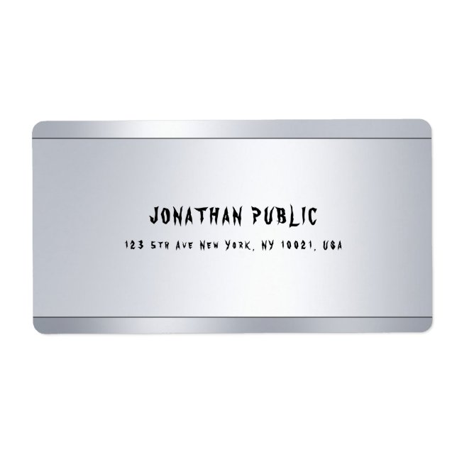 Modern Cool Silver Minimalist Shipping Address (Front)