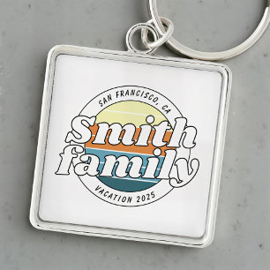 Modern Cool Simple Colorful Family Vacation Key Ring
