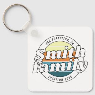 Modern Cool Simple Colourful Family Vacation Key Ring