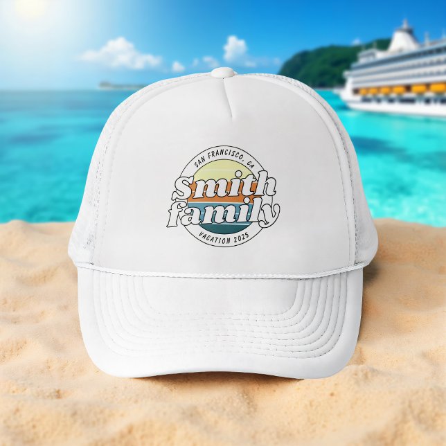 Modern Cool Simple Colourful Family Vacation Trucker Hat (Creator Uploaded)