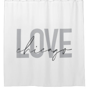 Modern,cool, simple, minimal, design Love Chicago Shower Curtain