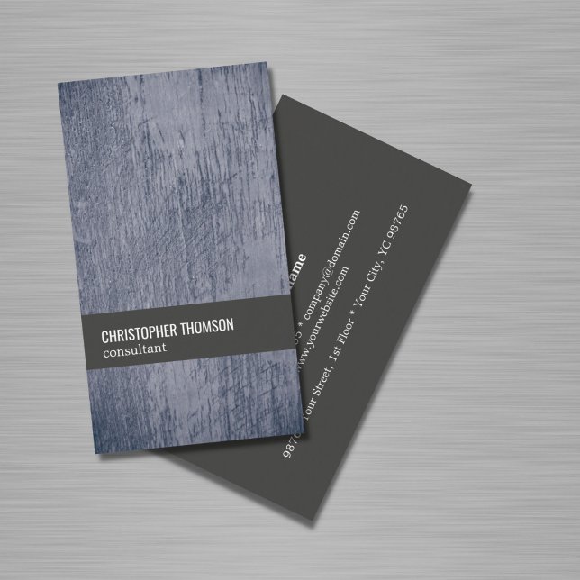 Modern Cool Texture Blue Grey Consultant Business Card (Creator Uploaded)