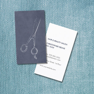 Modern Cool Textured Blue Scissor Hair Stylist Business Card
