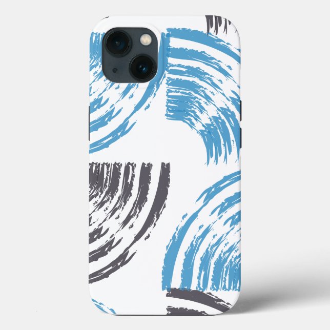 Modern, cool, trendy blue abstract brush strokes Case-Mate iPhone case (Back)