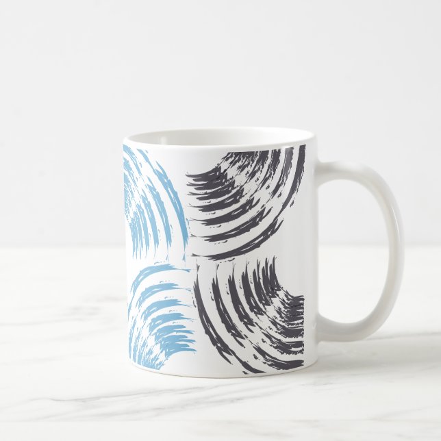 Modern, cool, trendy blue abstract brush strokes coffee mug (Right)
