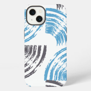 Modern, cool, trendy blue abstract brush strokes iPhone 13 case