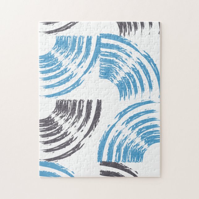 Modern, cool, trendy blue abstract brush strokes jigsaw puzzle (Vertical)