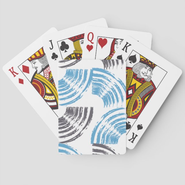 Modern, cool, trendy blue abstract brush strokes playing cards (Back)