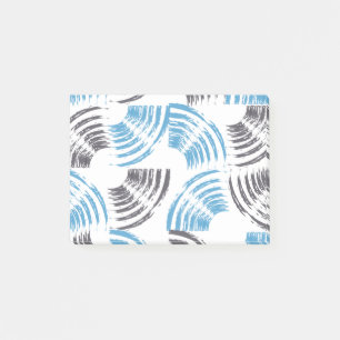 Modern, cool, trendy blue abstract brush strokes post-it notes