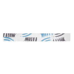 Modern, cool, trendy blue abstract brush strokes satin ribbon