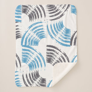 Modern, cool, trendy blue abstract brush strokes sherpa blanket
